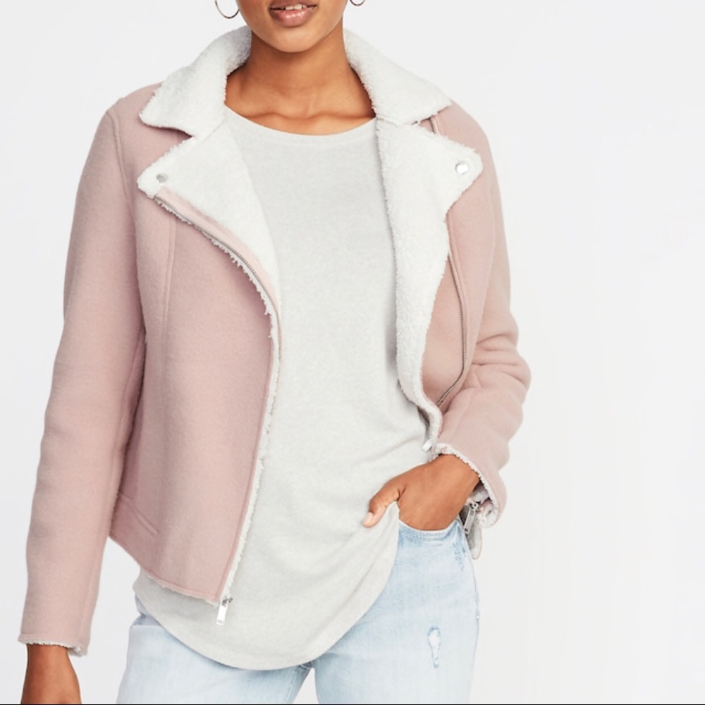 🎉HP🎉 Pink Sherpa Moto Jacket